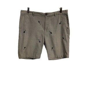 Brooks Brothers Red Fleece Shorts Size 36 Cotton Chino Gray Racquets Rackets